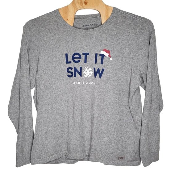 Life Is Good 3XL Womens Gray "Let It Snow" Winter / Christmas Long Sleeve Tshirt - Picture 1 of 6